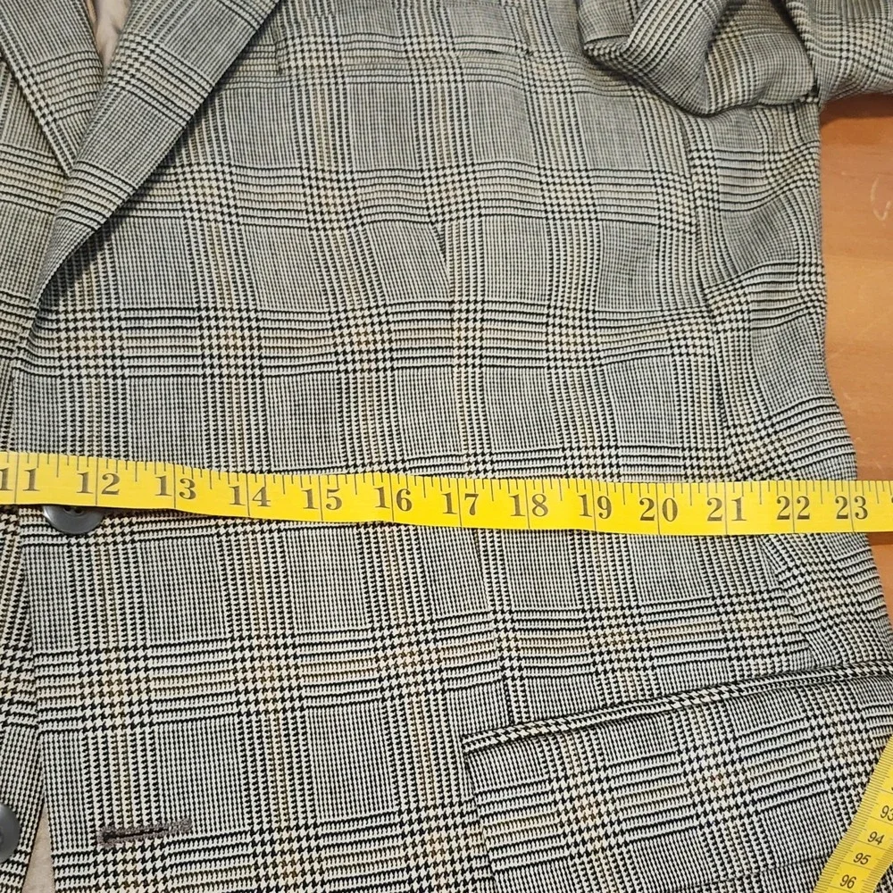 Chaps Ralph Lauren‎ Glen Plaid Blazer Sport Coat Mens 44T Brown Wool Old Career